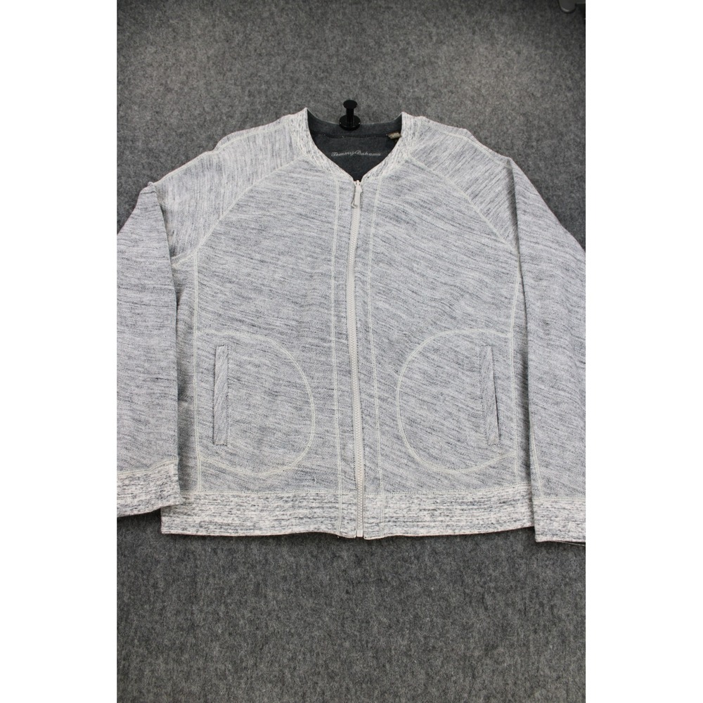Tommy Bahama Mens Gray Full Zip Sweatshirt Space Dye Raglan Jacket XL TW215094